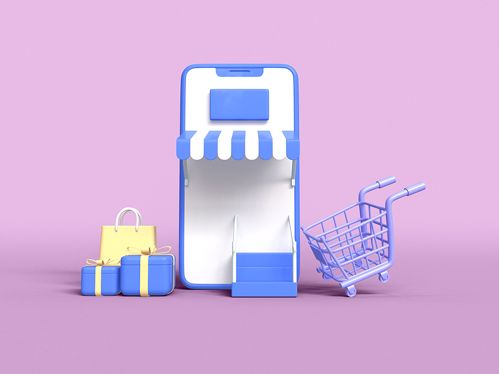 Online Store icon Isolated 3d render Illustration